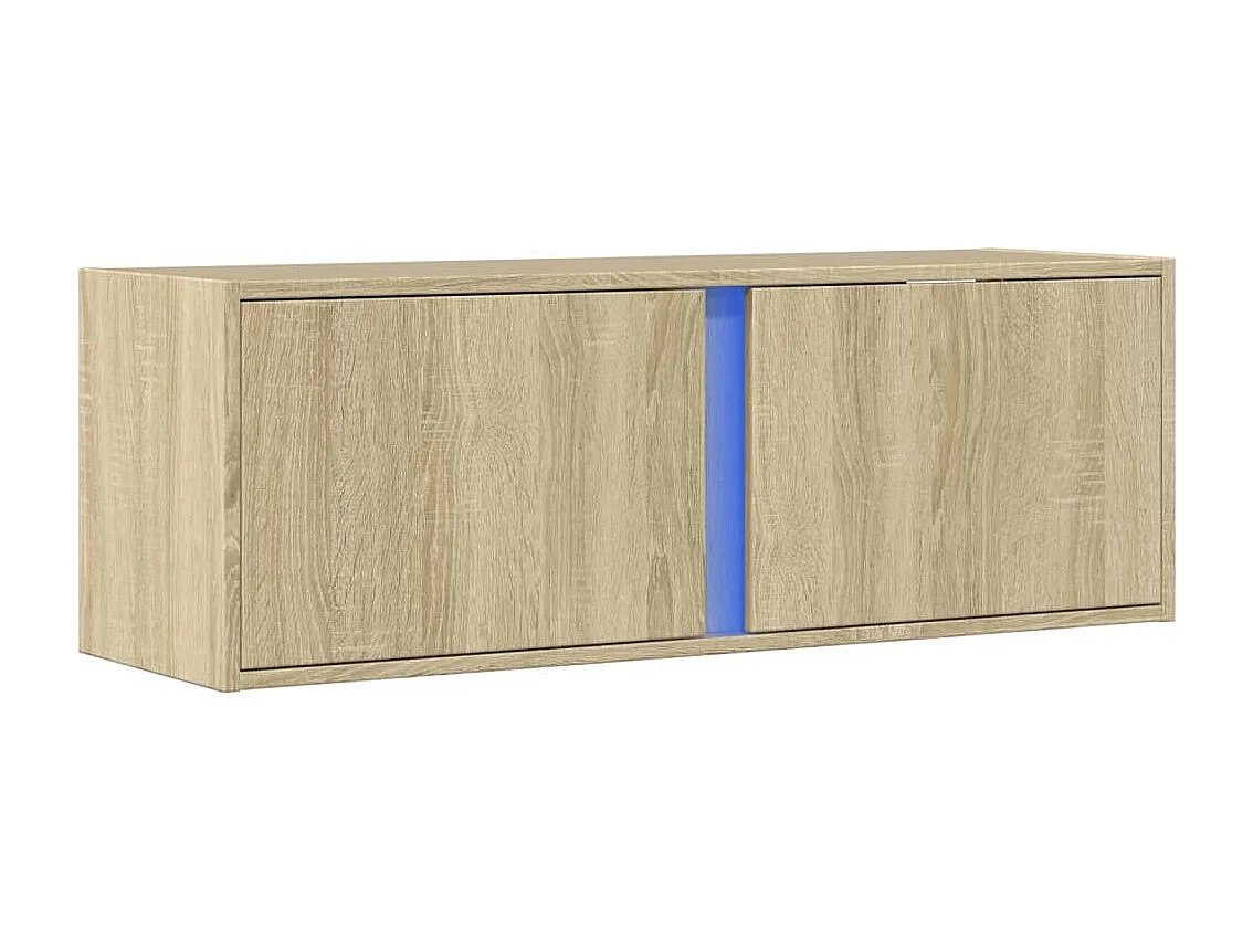Meuble TV mural avec lumières LED chêne sonoma 100x31x35 cm