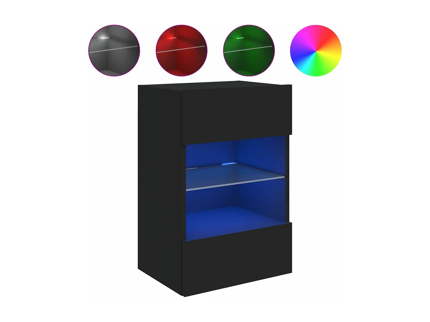 Mueble de TV de pared con luces LED negro 40x30x60,5 cm