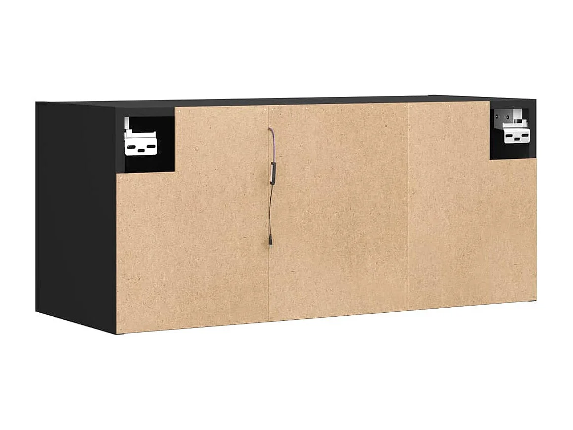 Mueble de TV de pared con luces LED negro 80x31x35 cm