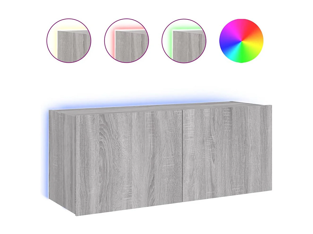 Mobile TV a Parete con Luci LED Grigio Sonoma 100x35x41 cm