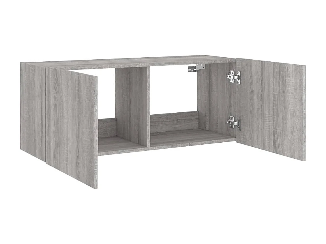 Mobile TV a Parete con Luci LED Grigio Sonoma 100x35x41 cm