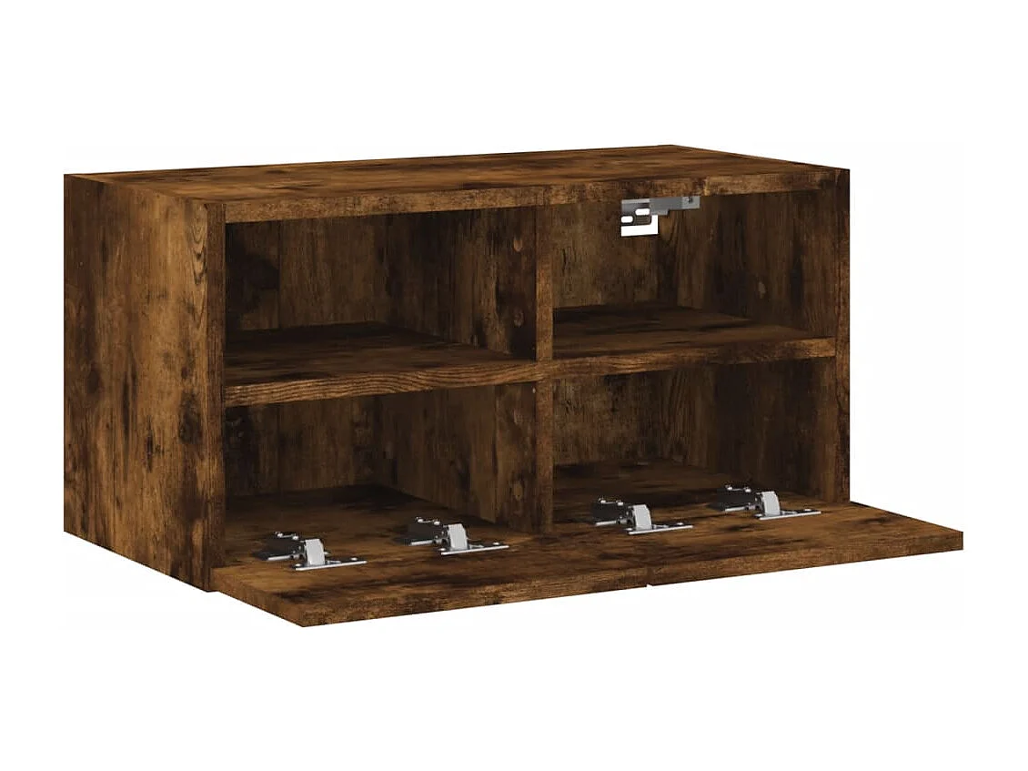 Meuble TV mural chêne fumé 60x30x30 cm bois d'ingénierie