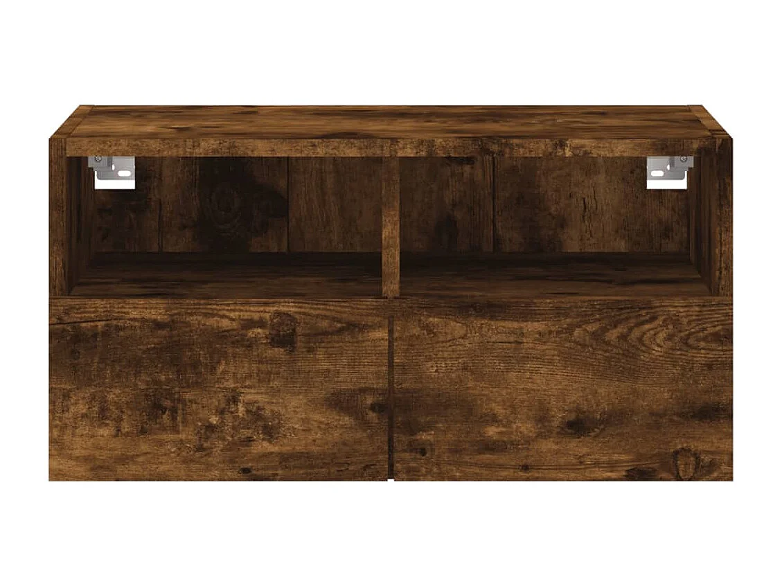 Meuble TV mural chêne fumé 60x30x30 cm bois d'ingénierie