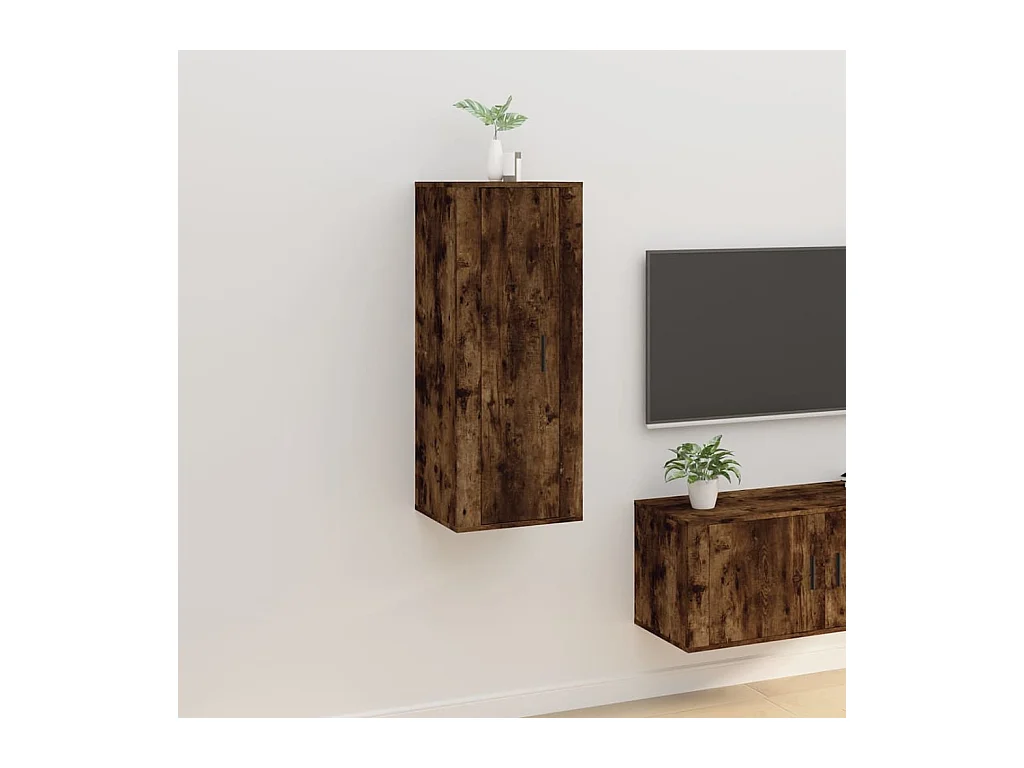 Meuble TV mural Chêne fumé 40x34,5x100 cm