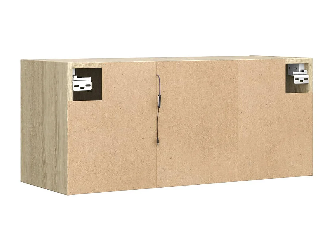 Mobile TV a Parete con Luci LED Rovere Sonoma 80x31x35 cm