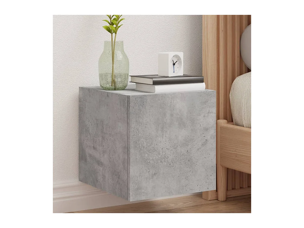 Meuble TV mural avec lumières LED gris béton 30,5x35x30 cm