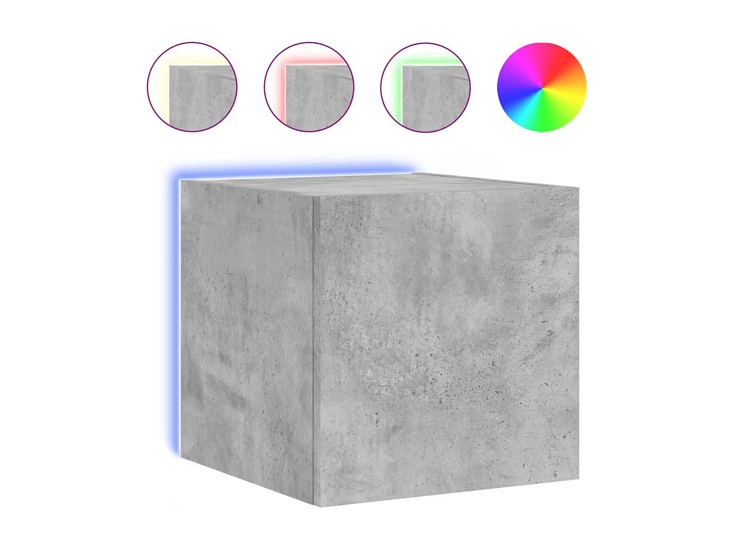 Mobile TV a Parete con Luci LED Grigio Cemento 30,5x35x30 cm