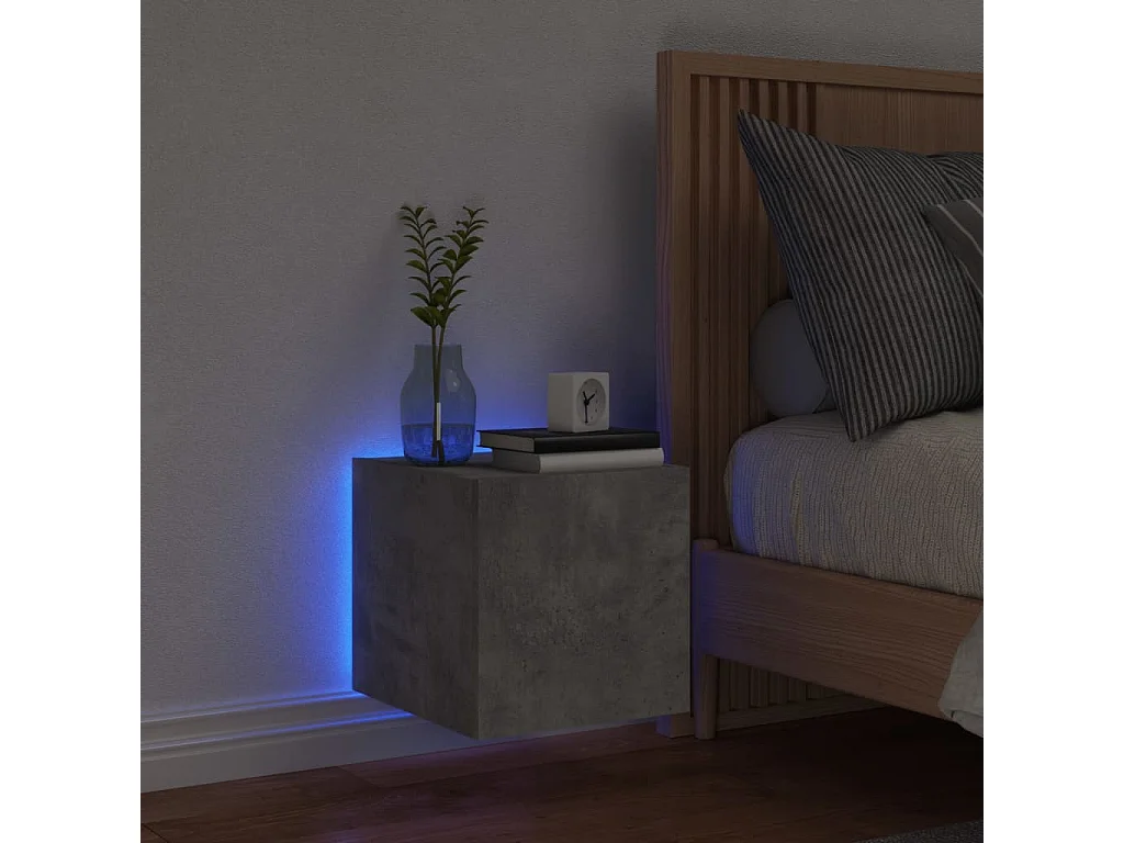 Mobile TV a Parete con Luci LED Grigio Cemento 30,5x35x30 cm