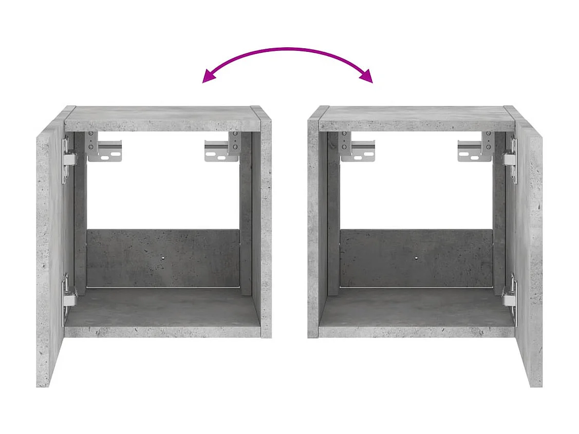 Mobile TV a Parete con Luci LED Grigio Cemento 30,5x35x30 cm