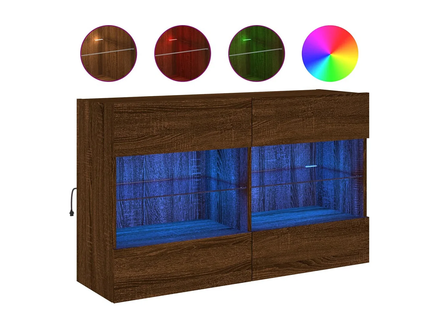 Meuble TV mural avec lumières LED chêne marron 98,5x30x60,5 cm