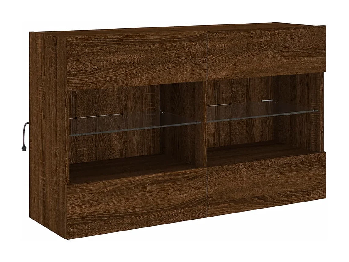 Meuble TV mural avec lumières LED chêne marron 98,5x30x60,5 cm