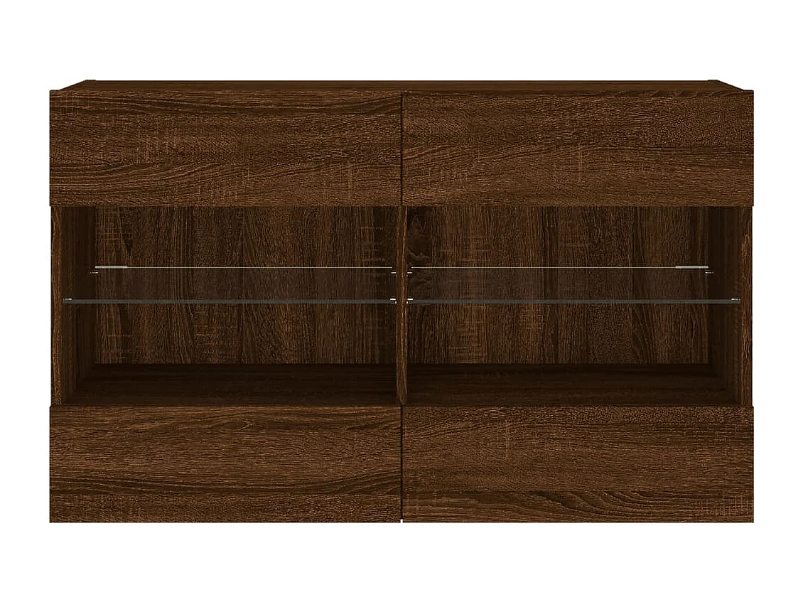 Meuble TV mural avec lumières LED chêne marron 98,5x30x60,5 cm