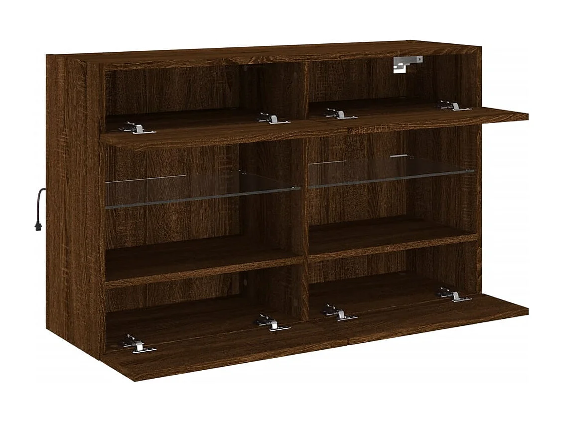 Meuble TV mural avec lumières LED chêne marron 98,5x30x60,5 cm