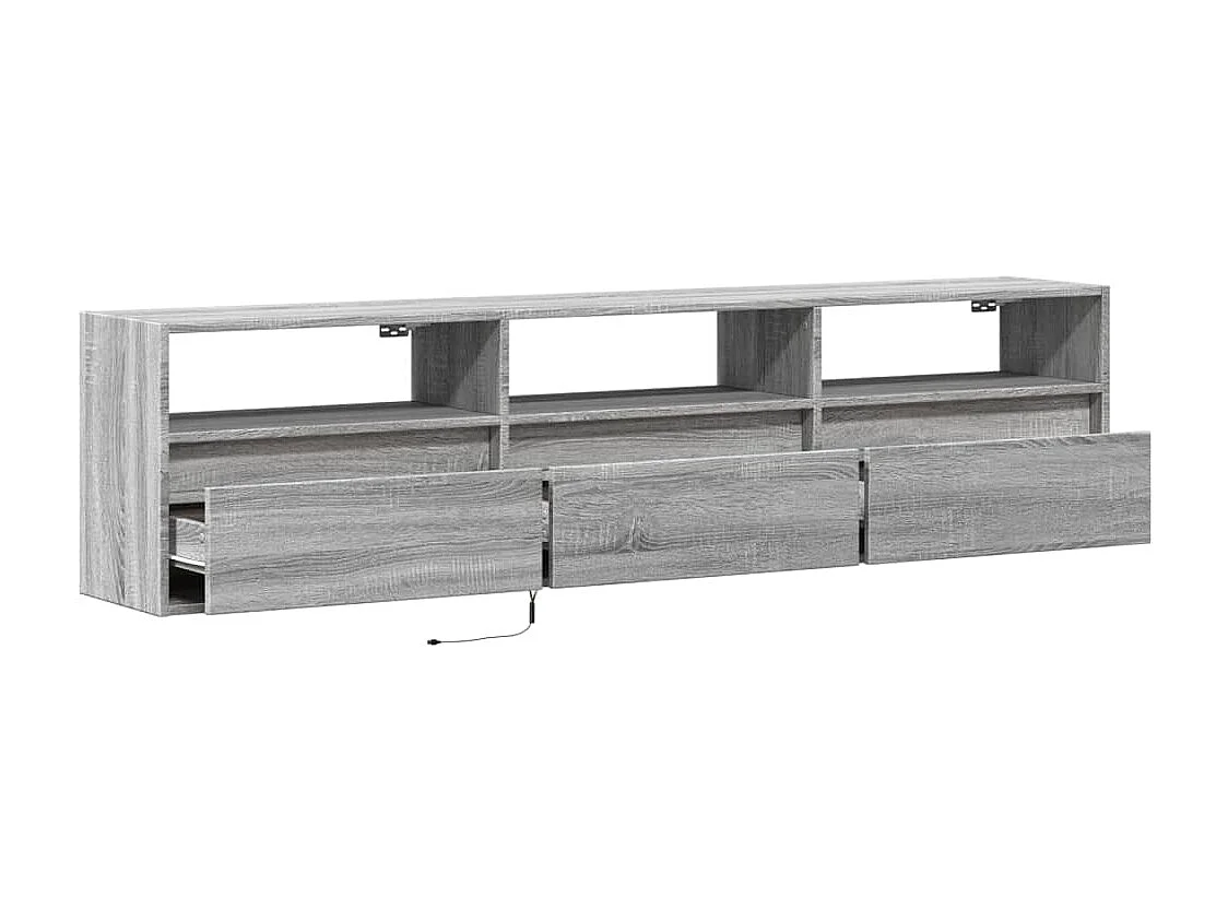 Mueble de TV de pared con LED gris Sonoma 180x31x45 cm