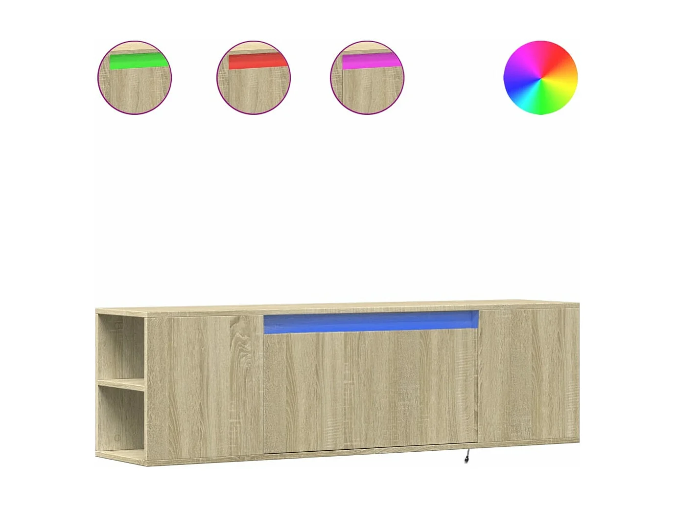 Mobile TV a Parete con Luci LED Rovere Sonoma 135x31x39,5 cm