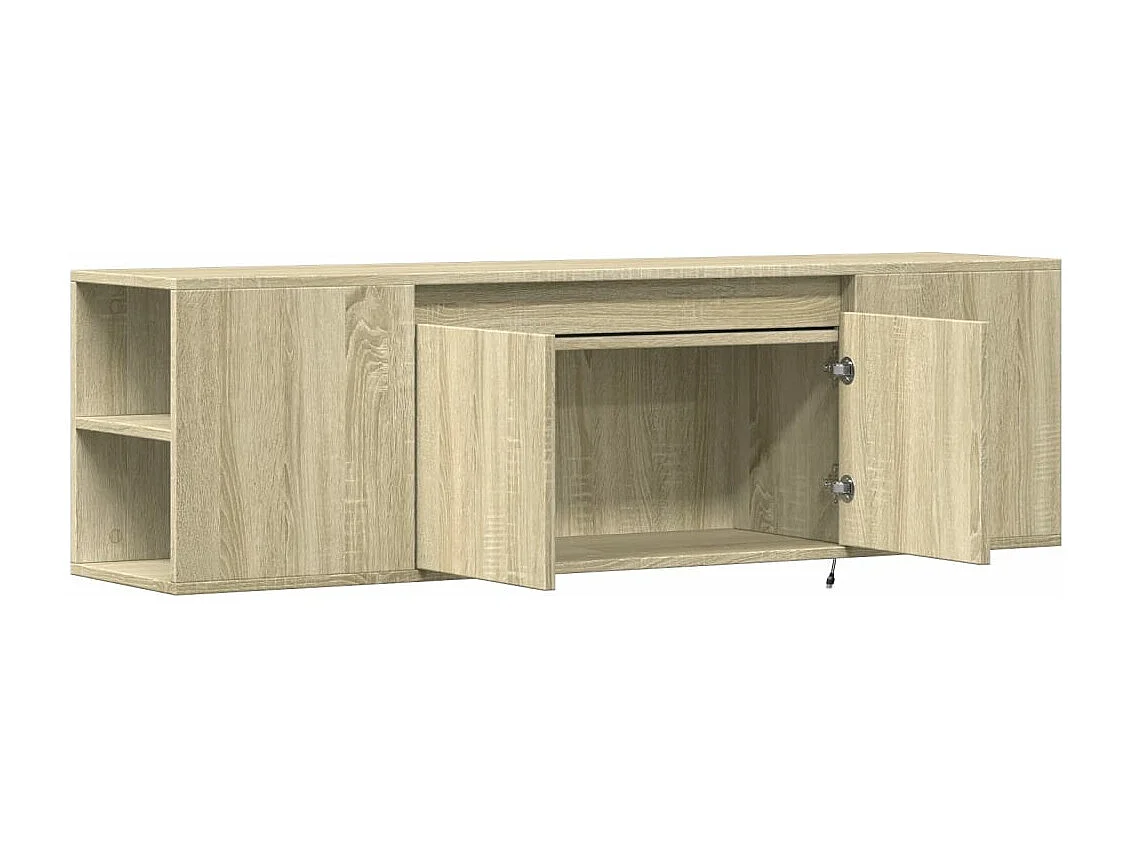 Mobile TV a Parete con Luci LED Rovere Sonoma 135x31x39,5 cm