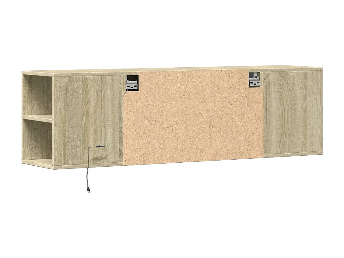 Meuble TV mural avec lumières LED chêne sonoma 135x31x39,5 cm