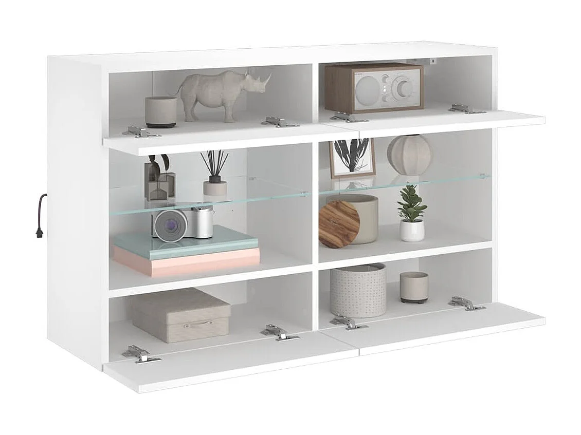 Móvel de parede para TV com luzes LED 98,5x30x60,5 cm branco