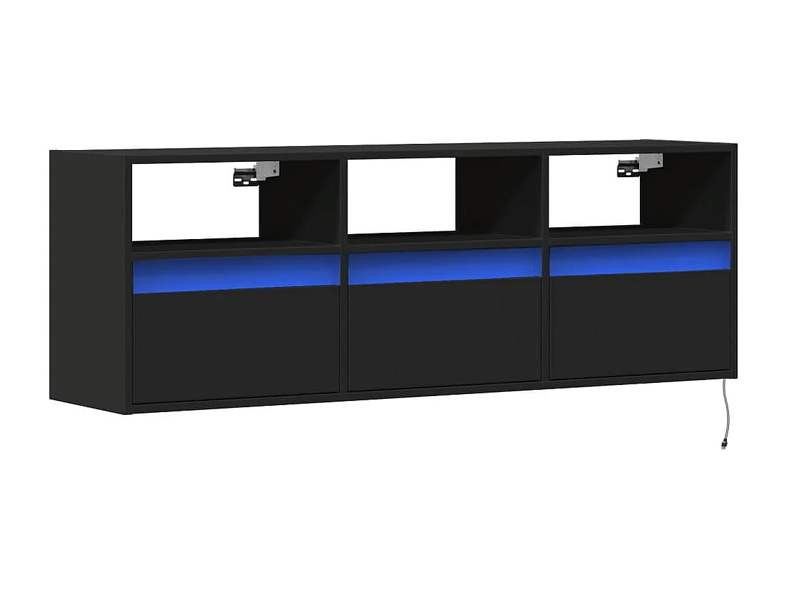 Mobile TV a Parete con Luci LED Nero 130x31x45 cm