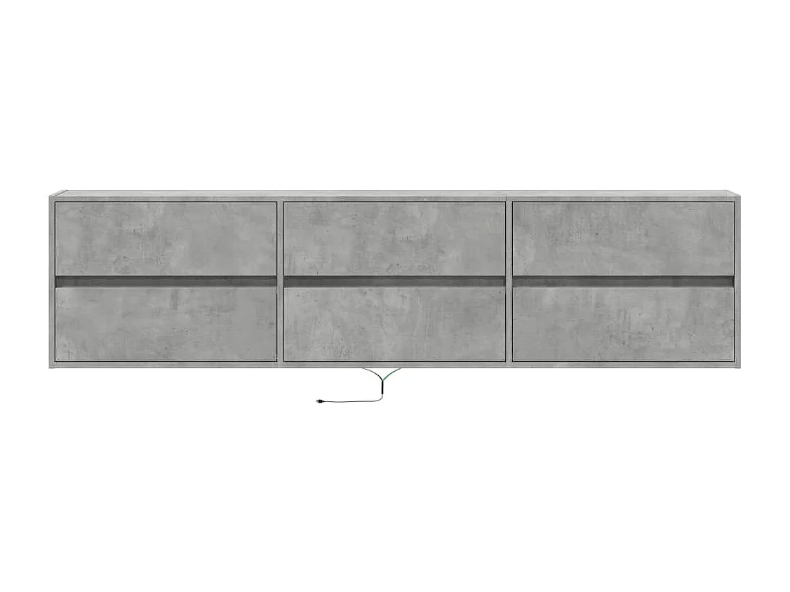 Mobile TV a Parete con LED Grigio Cemento 180x31x45 cm