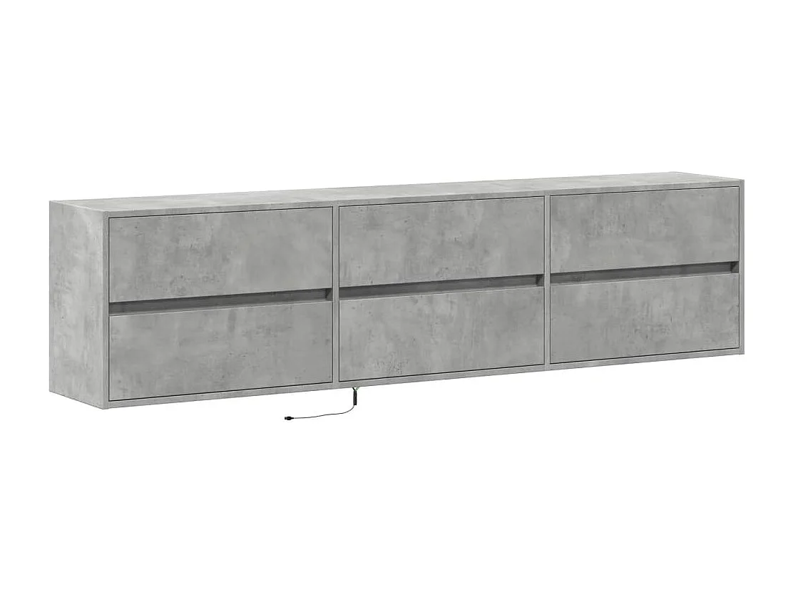 Móvel de parede p/ TV c/ luzes LED 180x31x45 cm cinza cimento
