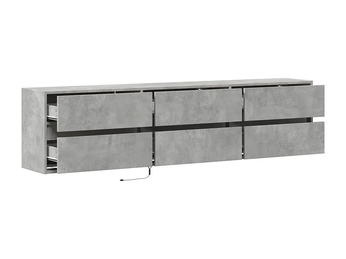 Móvel de parede p/ TV c/ luzes LED 180x31x45 cm cinza cimento