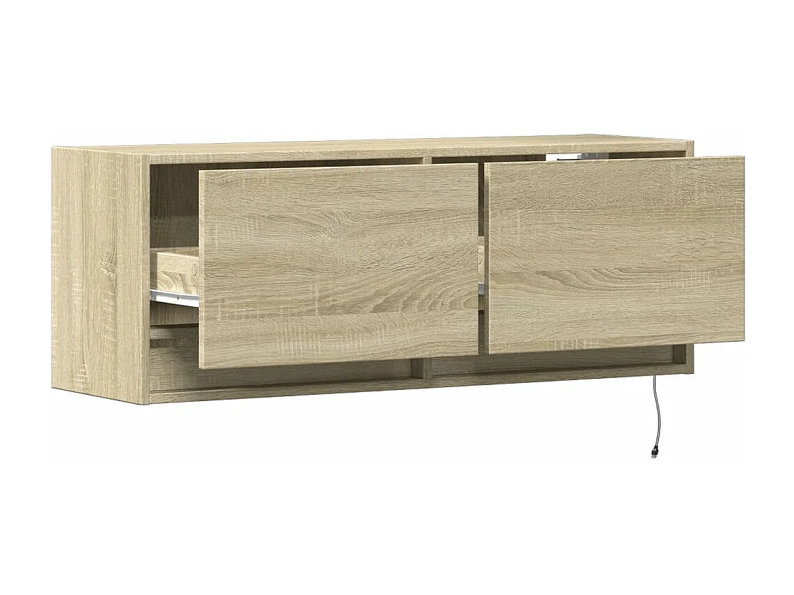 Móvel de parede p/ TV c/ luzes LED 100x31x35 cm carvalho sonoma