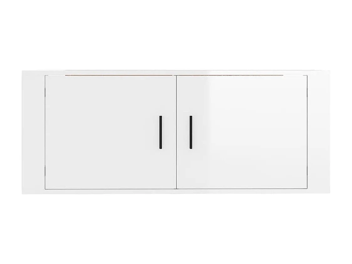 Meuble TV mural Blanc brillant 100x34,5x40 cm