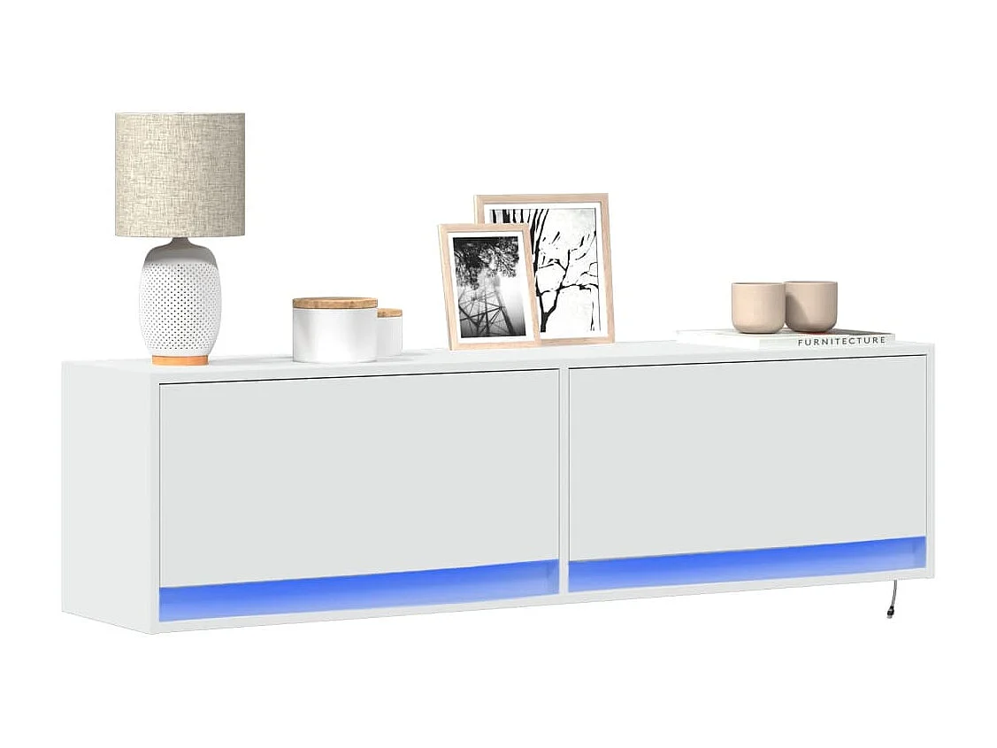 Mueble de TV de pared con luces LED blanco 140x31x38 cm
