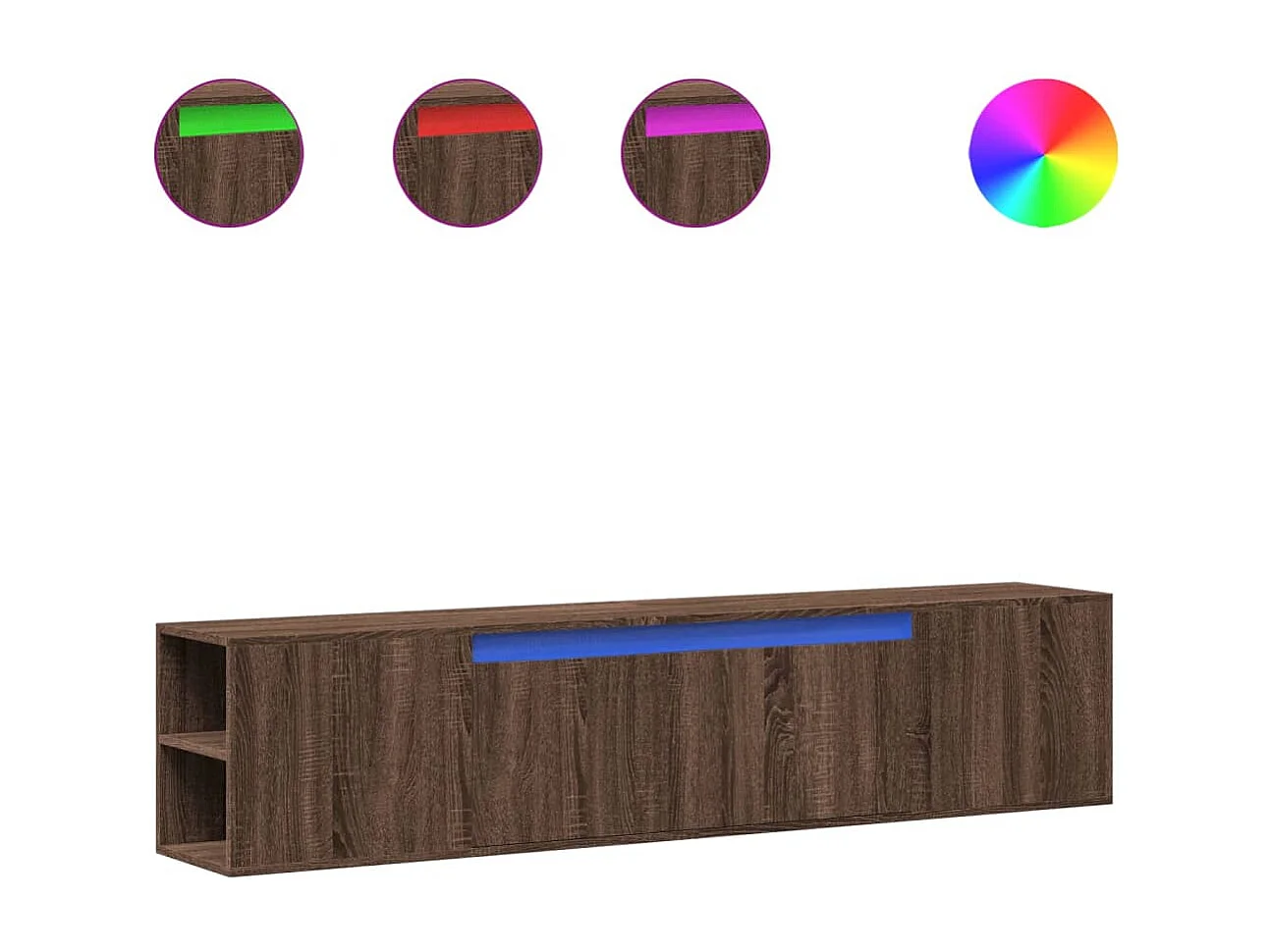 Mobile TV a Parete con LED Rovere Marrone 180x31x39,5 cm