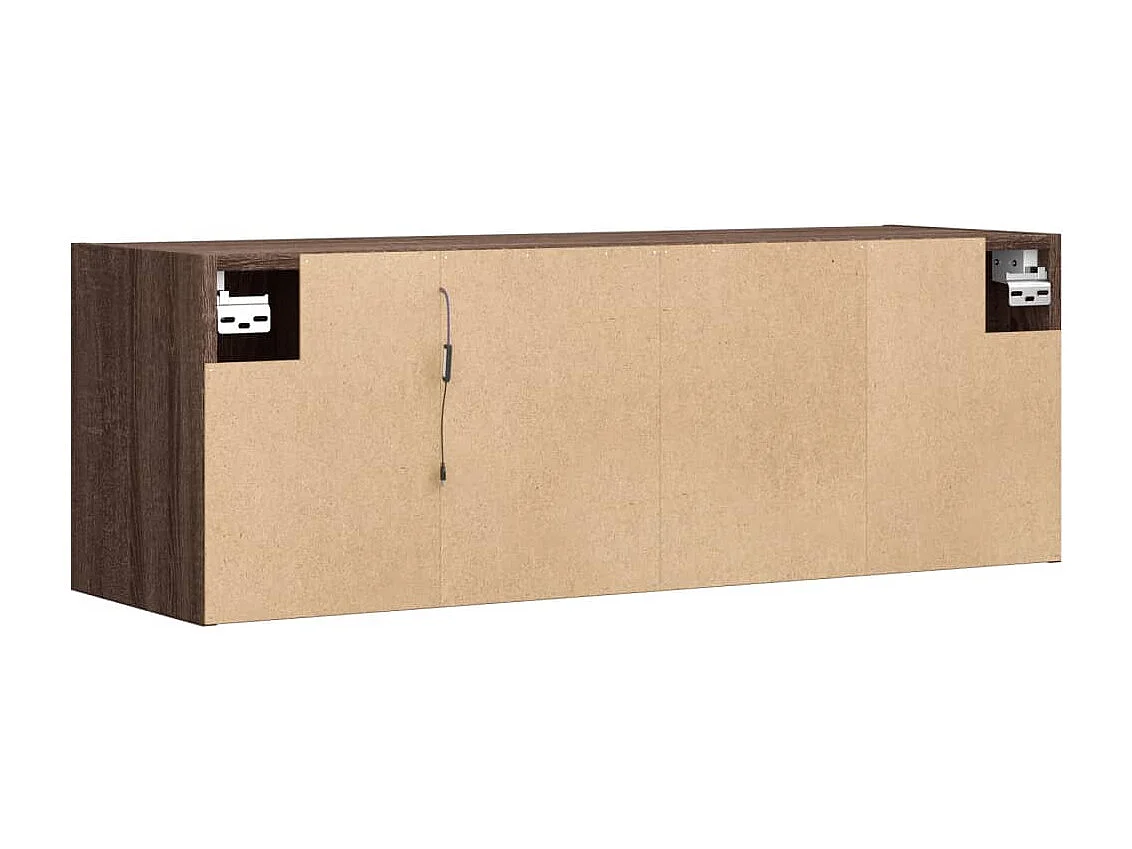 Móvel de parede p/ TV luzes LED 100x31x35 cm carvalho castanho