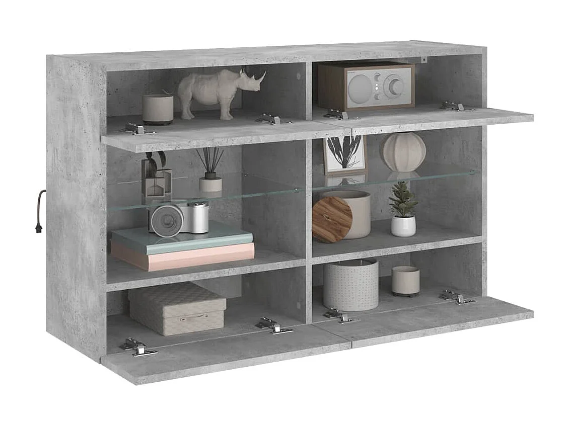 Mueble TV de pared con luces LED gris hormigón 98,5x30x60,5 cm