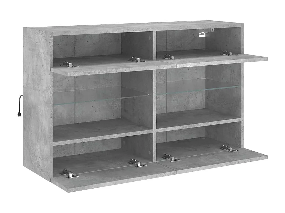 Mueble TV de pared con luces LED gris hormigón 98,5x30x60,5 cm