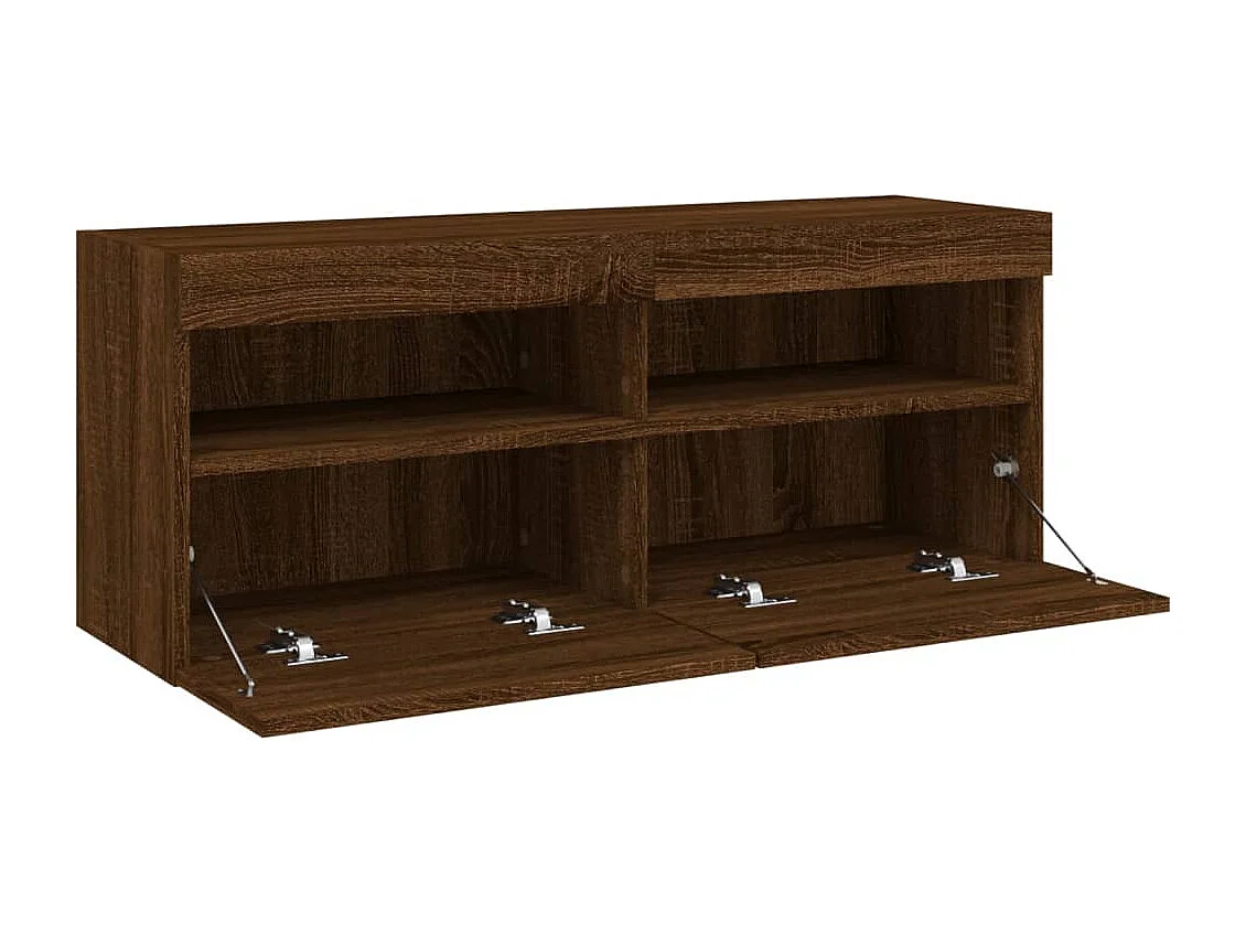 Móvel parede p/ TV c/ luzes LED 100x30x40 cm carvalho castanho