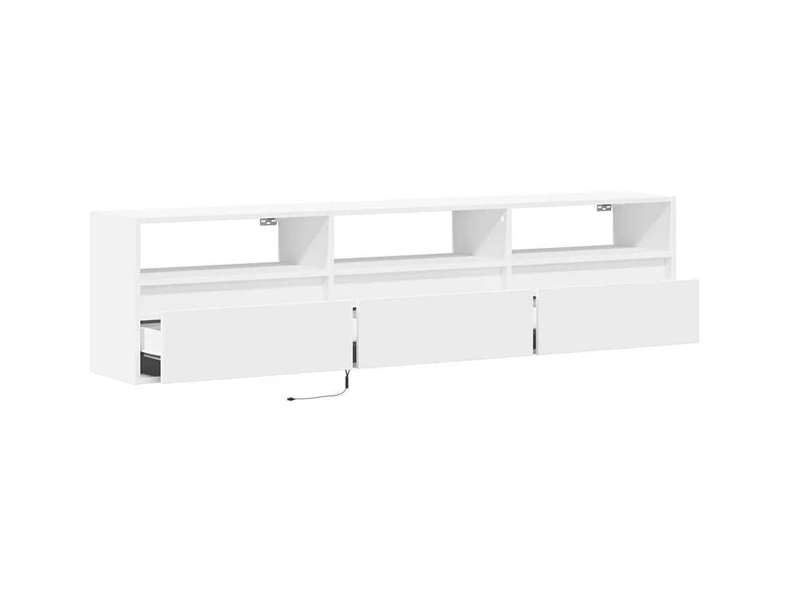 Meuble TV mural avec LED blanc 180x31x45 cm
