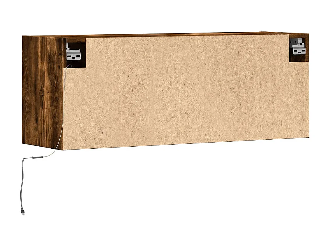 Mobile TV a Parete con Luci LED Rovere Fumo 100x31x35 cm