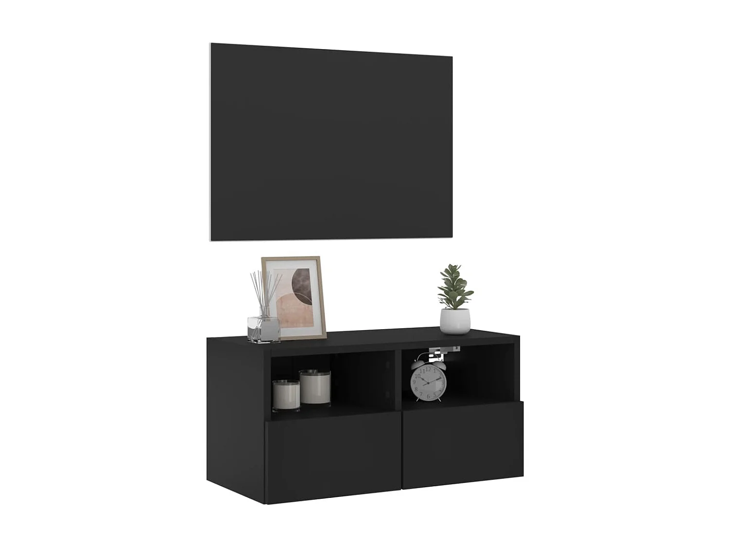 Meuble TV mural noir 60x30x30 cm bois d'ingénierie