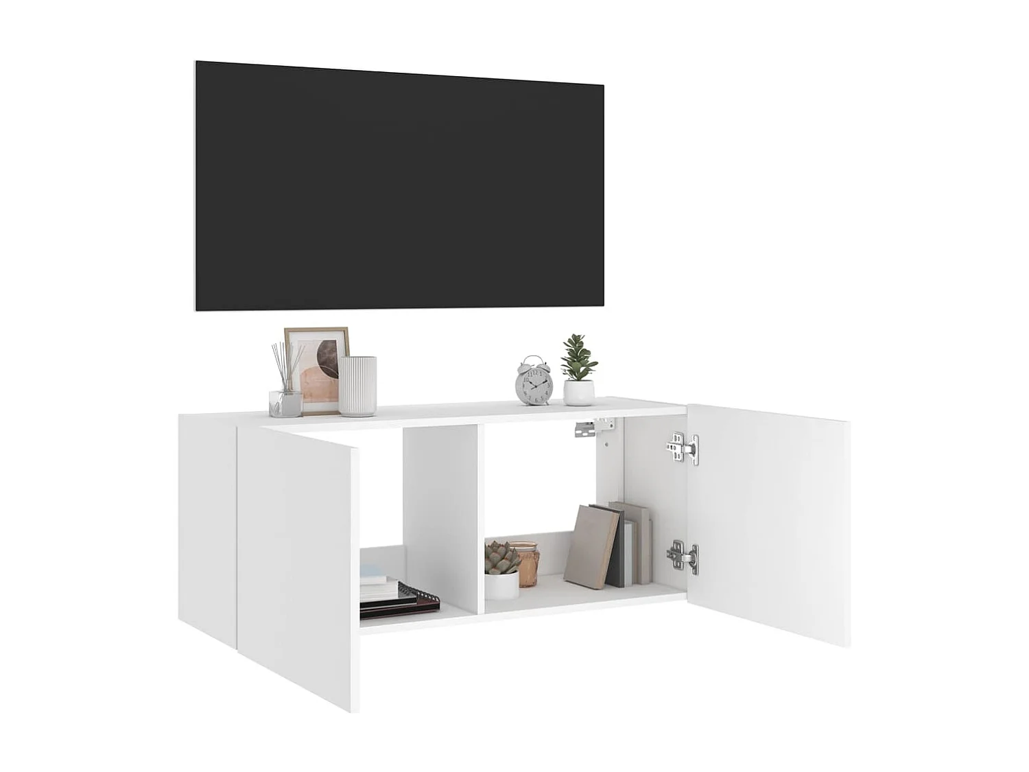 Móvel de parede para TV com luzes LED 100x35x41 cm branco