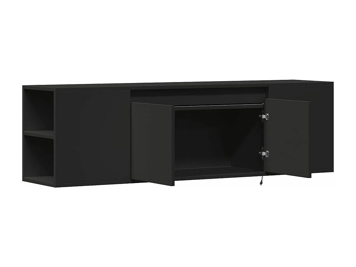 Mueble de TV de pared con luces LED negro 135x31x39,5 cm