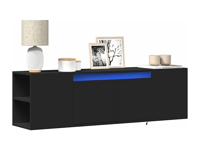 Móvel de parede para TV com luzes LED 135x31x39,5 cm preto