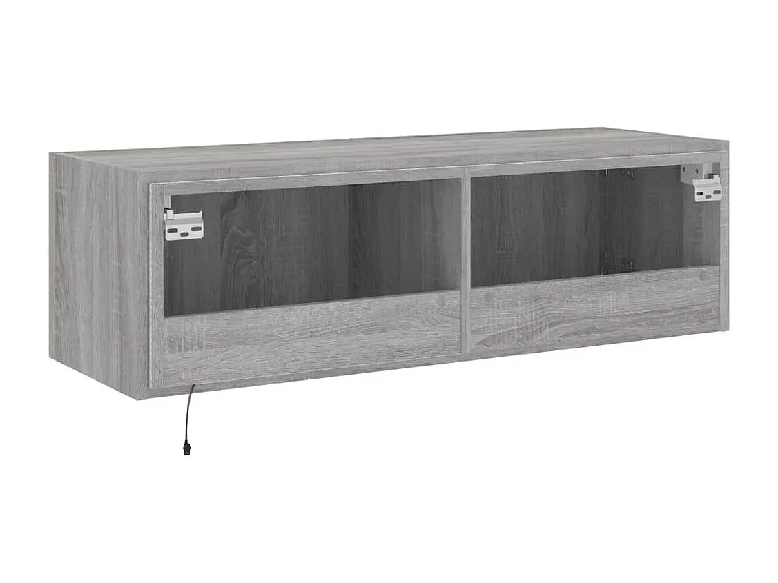 Mobile TV a Parete con Luci LED Grigio Sonoma 100x35x31 cm