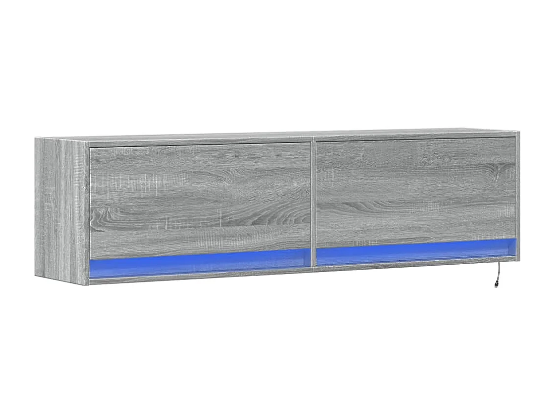 Meuble TV mural avec lumières LED sonoma gris 140x31x38 cm