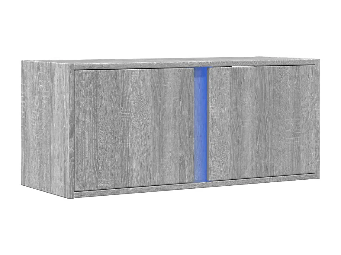 Mueble de TV de pared con luces LED gris Sonoma 80x31x35 cm
