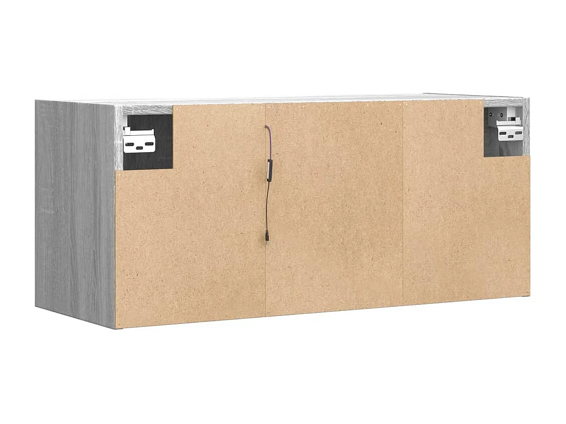 Mueble de TV de pared con luces LED gris Sonoma 80x31x35 cm