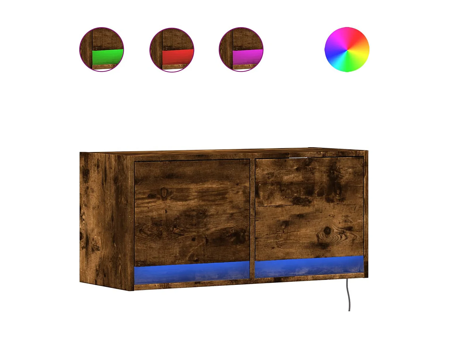 Mobile TV a Parete con Luci LED Rovere Fumo 80x31x35 cm