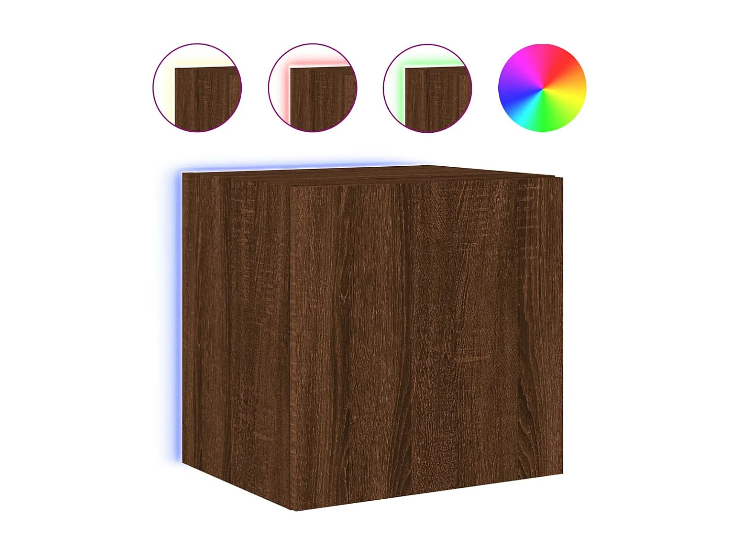 Meuble TV mural avec lumières LED chêne marron 40,5x35x40 cm