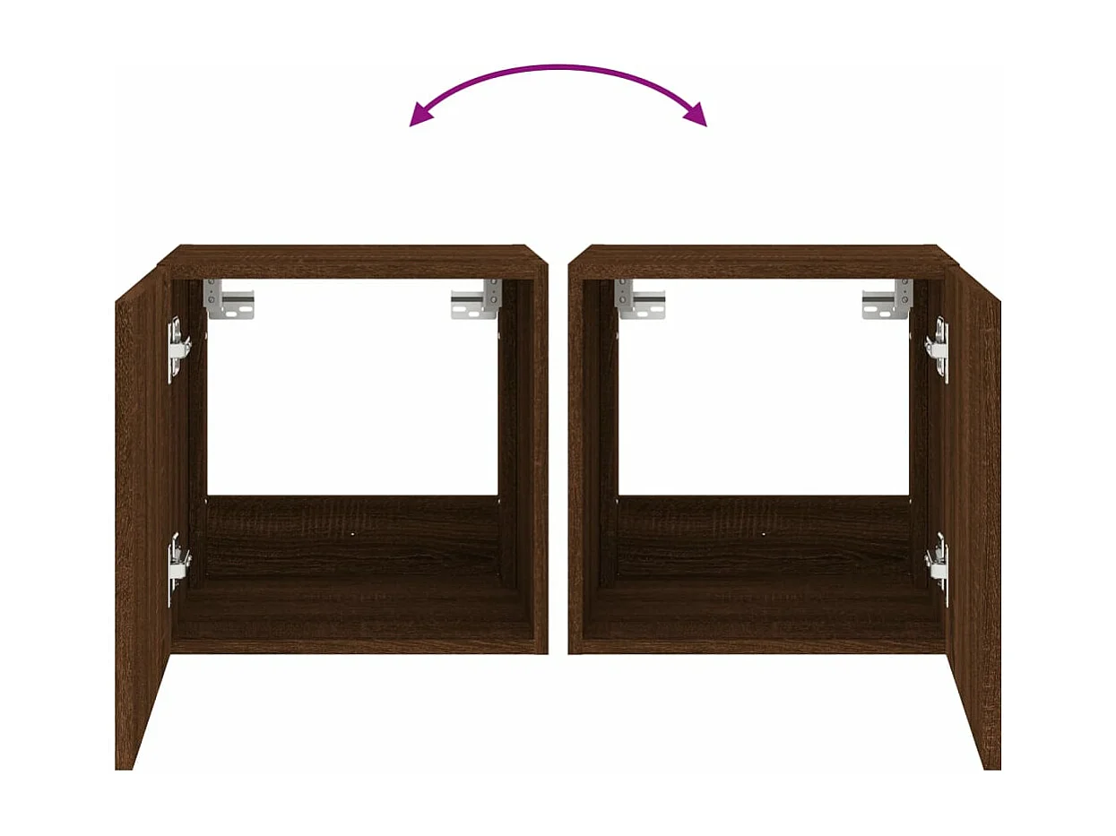 Meuble TV mural avec lumières LED chêne marron 40,5x35x40 cm