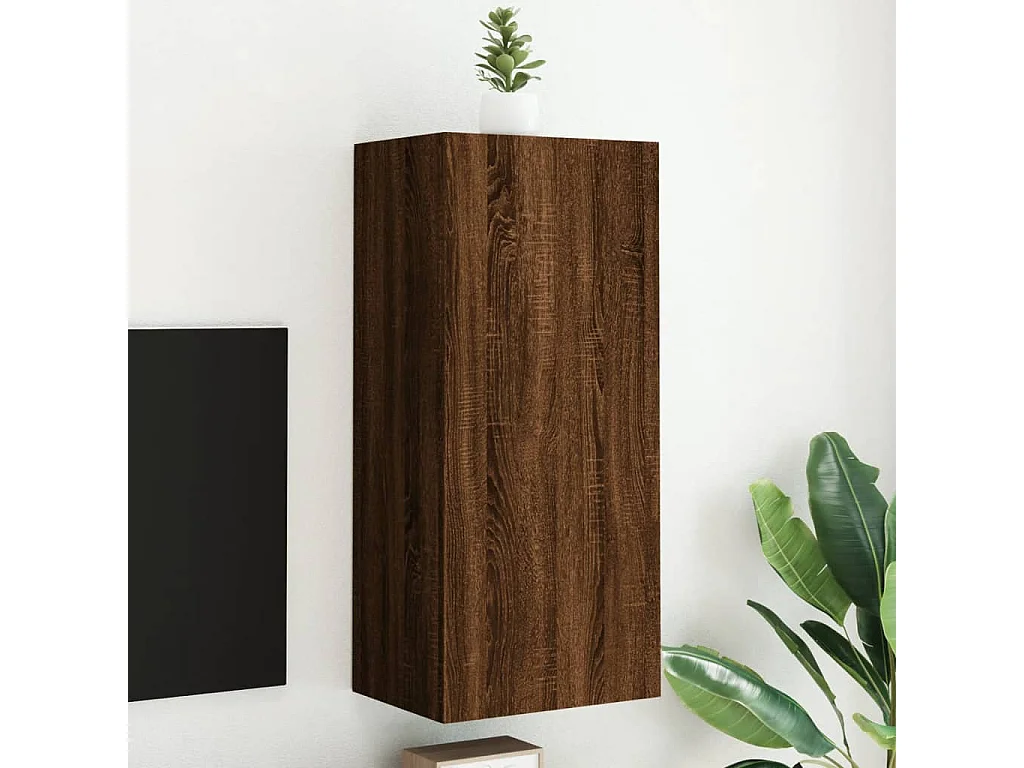 Mobile TV Parete Rovere Marrone 40,5x30x90 cm Legno Multistrato
