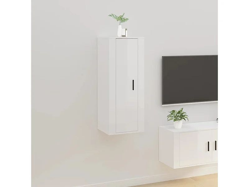 Mobile Porta TV a Parete Bianco Lucido 40x34,5x100 cm