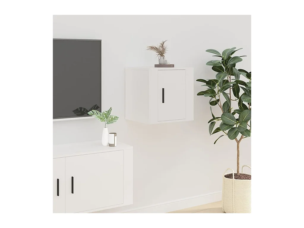 Meuble TV mural Blanc 40x34,5x40 cm